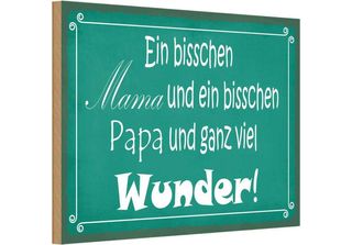 Vianmo Insegna In Legno 12X18 Cm Bisschen Mama Papa Viel Wunder
