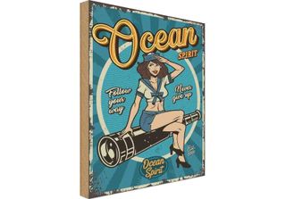 Vianmo Insegna In Legno 18X12 Cm Pinup Ocean Spirit Seefahrt Ozean