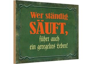 Vianmo Insegna In Legno 12X18 Cm Wer StäNdig SäUft FüHrt Auch