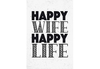 Vianmo Insegna In Legno 30X20 Cm Frau Happy Wife Happy Life