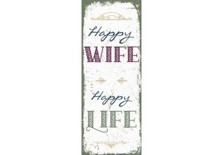 Vianmo Insegna In Legno 27X10 Cm Happy Wife Happy Life