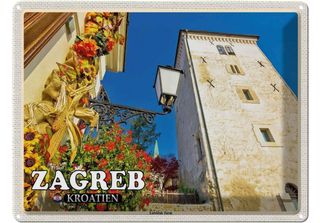 Vianmo Insegna Di Latta 30X40 Cm Zagreb Kroatien Lotrscak Turm Wachturm