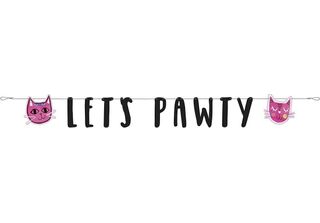 Unique Party - Gatto - Bandiera "Let Pawty"" SG25090 (Taglia Unica) (Rosa/Nero)"