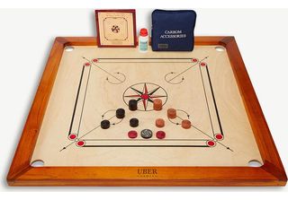 Ubergames - Gioco Del Karrom - Carrom - Kikar In Legno Duro - Con Tavolo Pieghe…
