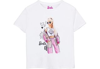 Barbie - Maglietta Per Bambine NS8356 (104) (Bianco)