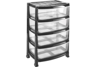 Heidrun Scaffale Con Cassetti 55 × 40 × 78 Cm Nero, Plastica