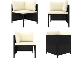 Vidaxl Divano Angolare Modulare Con Cuscini In Polirattan Nero - Divano Angolar…