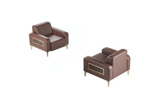 Set Studio 2 Pezzi Poltrona Marrone Unicolore Design Moderno Soggiorno
