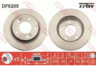 2X Disco Freno Trw DF6205 Per Ssangyong Rexton / Rexton Ii (Gab_) Rexton W