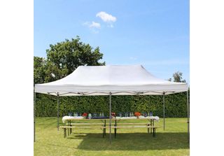 Toolport 3X6M Gazebo Pieghevole, Premium Acciaio, Bianco