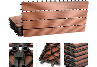 Karpal Wpc Patio Tiles Legno Plastica 18Pcs 3M2 Tiles 30X60 Cm Patio Tiles Clic…