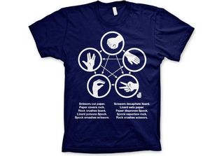 Maglietta Sheldons Rock-Paper-Scissors-Lizard Game - Grande - Navy