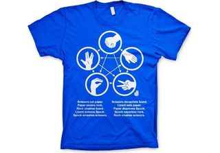 Maglietta Sheldons Rock-Paper-Scissors-Lizard Game - Piccola - Blu