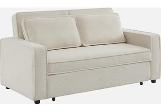 Sweeek - Divano Letto A 3 Posti Con Rivestimento Bouclé Bianco Crema - Crema