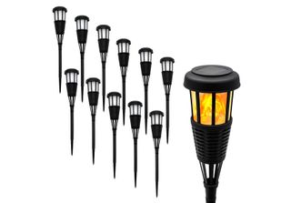 1.01 Torcia Solare Da Giardino A Led In Look Rattan - 12 Pezzi - Luce Solare Co…