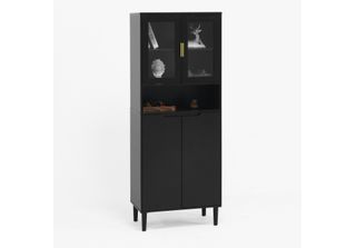 Libreria Alta Con Anta In Vetro Temperato E Piano Regolabile, 4 Ante, Mobile In…