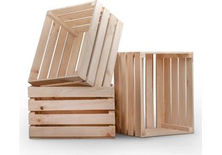 3 X Pineea Cassa Di Legno Naturale 50X40X30Cm - Cassa Di Vino Cassa Di Frutta C…