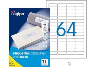 Agipa 102202 Etichette Universali Agipa, 45,7 X 16,9 Mm, Bianco