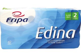 Fripa 1010809 Fripa Toilettenpapier Edina, 2-Lagig, Hochweiß