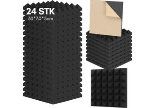 Schiuma Acustica Hengda 24X Schiuma Piramidale Assorbente Nera Autoadesiva, 30X…