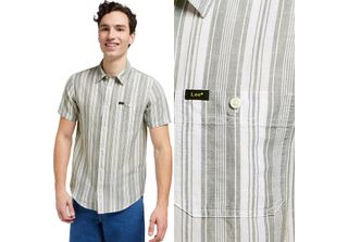 Lee Herren, Camicia Ss Leesure Shirt, Xl, Grau, Camicie Herren, , Herren