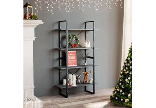 Vidaxl Libreria 4 Scomparti Grigio 80X30X140 Cm Pino Massiccio - Libreria - Lib…