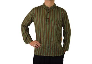 Simandra Uomo Kurta Classico A Righe Verde, L