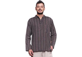 Simandra Kurta Uomo Classico A Righe Marrone, Xl