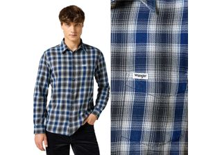 Wrangler Herren, Camicia 1PKT Shirt, L, Blau, Camicie Herren, , Herren