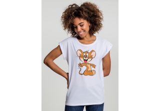 Merchcode Female Shirt Ladies Tom & Jerry Mouse Tee White-S