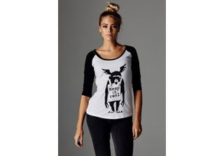 Merchcode Female Shirt Ladies Brandalised - Banksy´S Graffiti Ape Raglan Tee Bi…