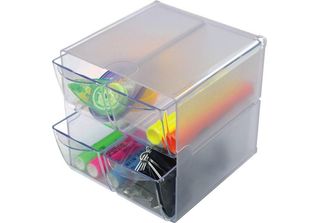 Deflecto 350301 Deflecto Organisationsbox Cube, 4 Schubladen, Glasklar
