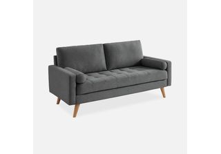 Sweeek - Divano A 3 Posti Con Rivestimento Capitonné - Grigio Scuro