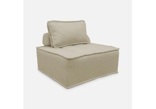 Sweeek - Poltrona Modulabile Senza Braccioli, Capitonné E Con Bordature - Beige