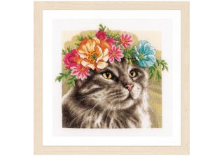 Lanarte Set Punto Croce "Flower Crown Maine Coon Aida"", Schema Di Conteggio, 2…