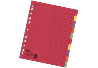 Falken 80086390 Zahlenregister - 1-10, Karton Farbig, A4, 5 Farben, Gelocht Mit…