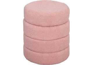 Homcom-Pedana-Poliestere, Schiuma-Ø40 X 45H Cm-Rosa