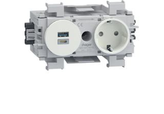 Hager GS16019016 Steckdose 1-F. Usb-Charger A+C Frontrast (GS16019016)