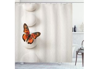 Tenda Da Doccia Abakuhaus Spa, Motivo Semplice Con Farfalla E Rocce Wellness Pu…
