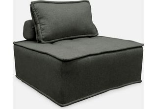 Sweeek - Poltrona Modulabile Senza Braccioli, Capitonné E Con Bordature - Grigio