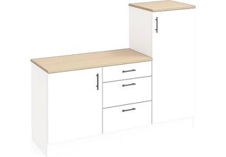 Dmora Cucina Completa Zafrena Bianco Lucido, 3 Cassetti 2 Ante