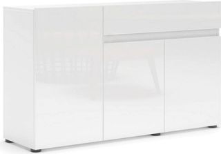 Dmora Credenza Deodata 38X135X79H Cm Bianco Lucido, Un Cassetto 4 Vani Italy