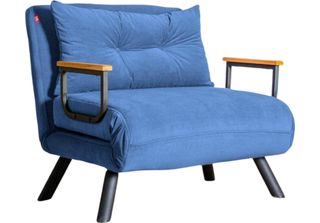Dmora Poltrona Keoni Blu, Reclinabile Braccioli