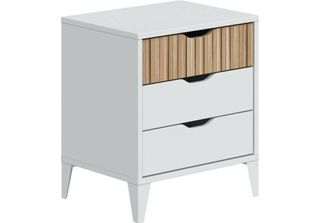 Dmora Comodino Jessa 33X44X50H Cm Bianco, 3 Cassetti Apertura Scorrevole