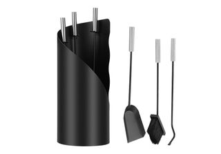 Set Caminetto Fiqops Set Stufa Set Caminetto Nero 4 Pezzi