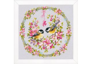 Vervaco Conteggio Vervaco Confezione Campione Titmouse In Una Di Fiori