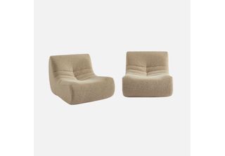 Sweeek - Set Di 2 Poltrone Con Rivestimento Effetto Alpaca - Beige