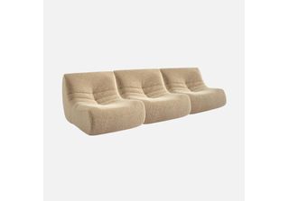 Sweeek - Set Di 3 Poltrone Con Rivestimento Effetto Alpaca - Beige