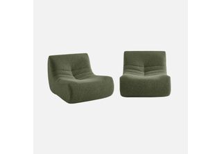 Sweeek - Set Di 2 Poltrone Con Rivestimento Effetto Alpaca - Cachi