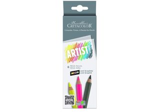 6 Brevillier's Cretacolor Artist Studio Mega Neon + Graphit Buntstifte Farbsort…